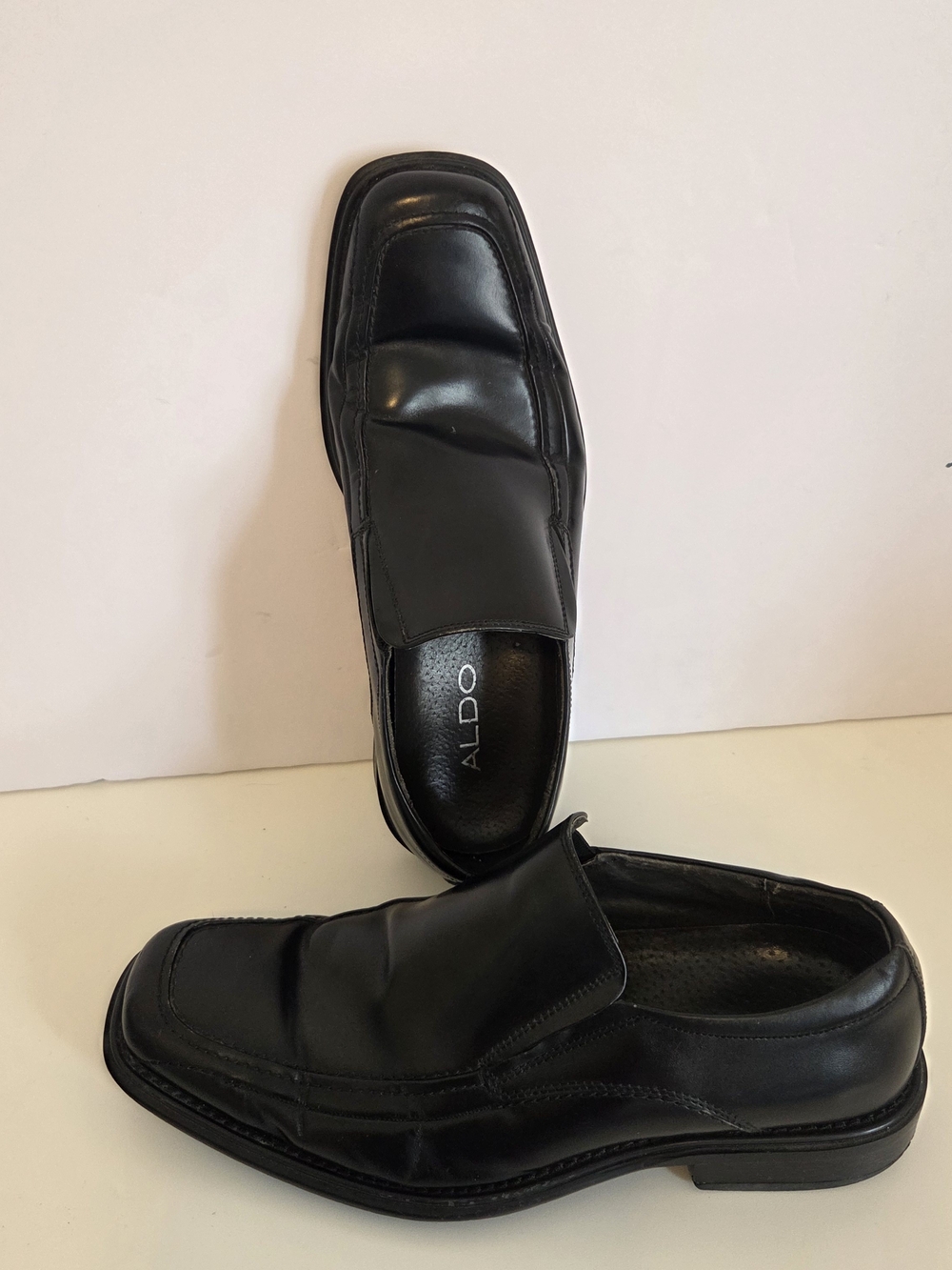 Aldo Men's Black Leather Slip-On Loafers